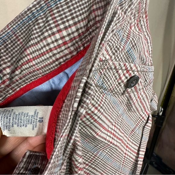 American Eagle Outfitters Brown Red and Cream Check Plaid Shorts Size 10 - Picture 9 of 15